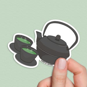 Japanese Teapot Sticker: Green Tea Vinyl Decal