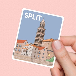 Split Croatia Sticker, Saint Domnius Bell Tower, Dalmatian Coast Travel Souvenir, Diocletian's Palace Art Decal, Waterproof Vinyl