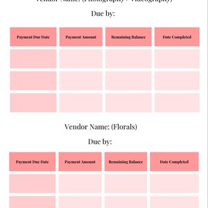 Wedding Payment Tracker