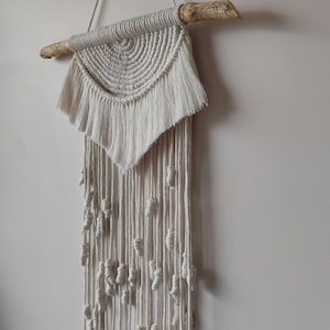 Macrame wall hanging half circle beige boho decoration