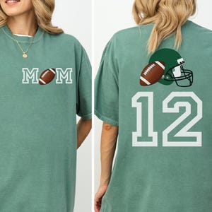 Comfort Colors® Custom Football Mom and Cheer Jersey Front and Back Shirt, Personalized Sports Team Name Football Tee, Football Mama Gift