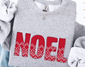 NOEL Christmas Sweatshirt, Retro Holiday Crewneck, Minimalist Xmas Sweater, Cozy Winter Gift for Women & Men, Minimalist NOEL Sweatshirt