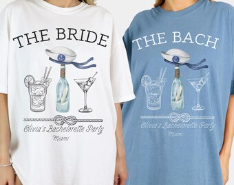 Camicie Comfort Colors® Bachelorette del Bach Club, camicie personalizzate per feste di addio al nubilato con nome e luogo, camicia regalo per feste di addio al nubilato da marinaio