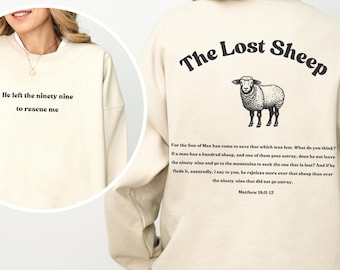 Parable of the Lost Sheep Bible Verse Crewneck, Faith Based Clothing Worship Gospel Sweatshirt Minimalist Christian Catholic Religious Gifts