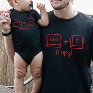 Kopieren Einfügen Shirt Set, Passende Shirts, Strg C Shirt, Strg V Shirt, Kopieren und Einfügen von Papa und Tochter Shirts, Vater und Baby Passende Shirts