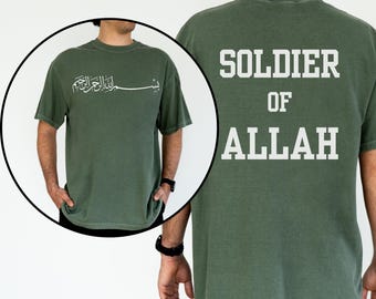 Arabisch Bismillah Soldat von Allah Comfort Colors® Shirt, islamisches T-Shirt, Geschenk für Muslime, islamische Kleidung für Männer, muslimisches Geschenk, arabische Hemden