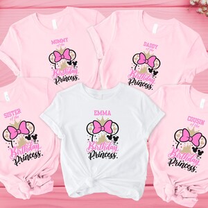 Camiseta personalizada de cumpleaños de princesa Disney, camisetas de cumpleaños de princesa familiar a juego, camisetas de fiesta familiar de princesa, regalo de cumpleaños de Disney para niña