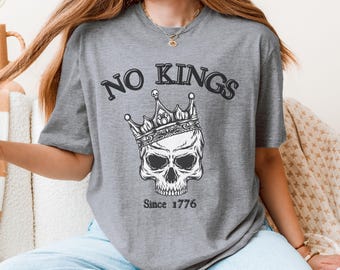 Funny Skeleton Political Shirt, Anti Trump Halloween Shirt, Halloween Activist Shirt, No Kings Since 1776 Shirt, Retro Political Protest Tee