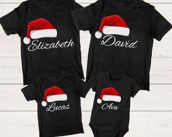 Camisetas navideñas familiares a juego, camiseta navideña familiar, camisetas navideñas a juego, camiseta navideña personalizada, camiseta navideña familiar con nombre personalizado