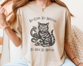 No Gods No Masters Shirt, Ni Dieu Ni Maître Cat Shirt, Anarchist Punk Shirt, Political Protest Shirt, Anti Authoritarian Tee