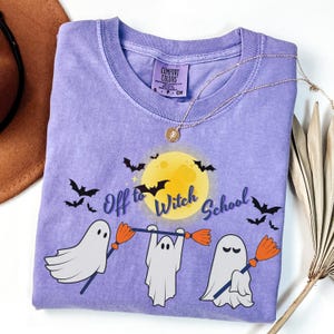 Witch Flying Silhouette Comfort Colors® Shirt, Magical Halloween Witchwear, Wizard-Inspired Broomstick Tee, Spooky Fall Aesthetic Shirt