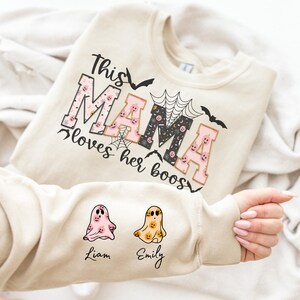 Personalized Halloween Grandma Sweatshirt,Custom Spooky Mama Sweatshirt, Custom Name Halloween, Halloween Mimi Sweatshirt with Kids Name