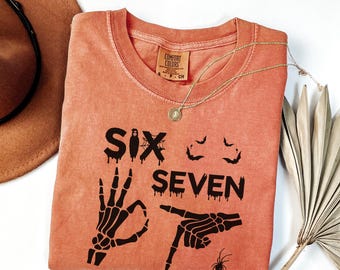 6 7 Halloween Shirt, Funny Skeleton Hands Comfort Colors® Tee, Halloween Couples Shirt, Six Seven T-shirt, 67 Couples Tee, Six Seven 6 7 Tee