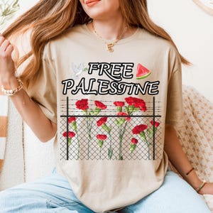 Free Palestine Shirt, Freedom Watermelon Shirt, Floral Free Palestine T-Shirt, Protest for Palestine Tee, Free Palestine Solidarity Shirt