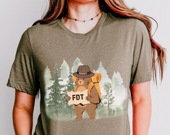 FDT Resist Bear-tröja, Foxtrot Delta Tango Anti Trump-tröja, nationalparkströja, National Forest Service-tröjor, subtil F trump-tröja