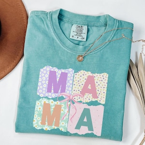 Vintage Patchwork MAMA Shirt, Retro Floral Mom Shirt, Flower Mama Shirt Comfort Colors®, Mothers Day Grandma New Mom Mama Gift, Gift For Mom