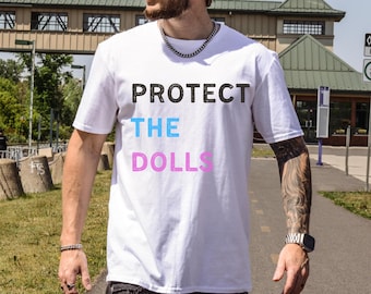 Kolorowa koszulka Protect The Dolls, prezent dla miłośników lalek, upiorna koszulka w stylu vintage, koszulka feministyczna, koszulka o równości płci, koszulka o prawach człowieka