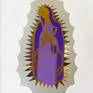 Vijltje om uit te snijden, Maria van Guadalupe, creatief souvenir eerste communie.