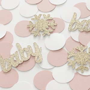 Baby its cold outside; winter merry little girl shower gender reveal table confetti
