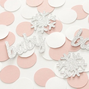 Baby its cold outside; winter merry little girl shower; snowflake table confetti