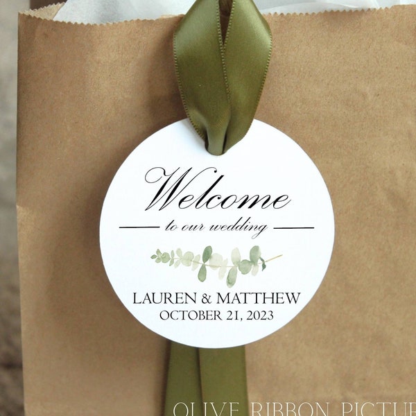 Hotel Wedding Welcome bag tags and ribbon; guest favor; out of town; destination wedding; thank you gift bag simplistic appreciation gift