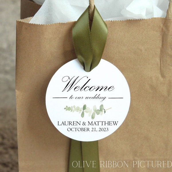Hotel Wedding Welcome bag tags and ribbon; guest favor; out of town; destination wedding; thank you gift bag simplistic appreciation gift
