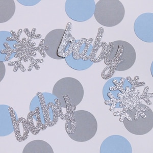 Baby it&#39;s cold outside winter baby shower blue confetti snowflake