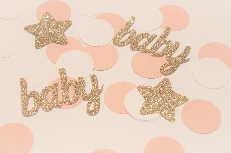 Blush white gold glitter baby shower confetti meet the baby sprinkle twinkle little star table decorations scatter