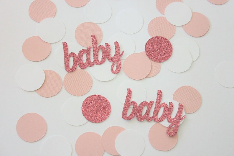 Blush White and Gold Baby Confetti. Girl Baby Shower. Gender Etsy