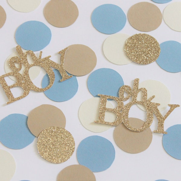 Smoke blue, taupe, ivory, gold Oh boy confetti. We can Bearly wait Boy Baby shower. Gender Reveal. Table scatter. Baby sprinkle