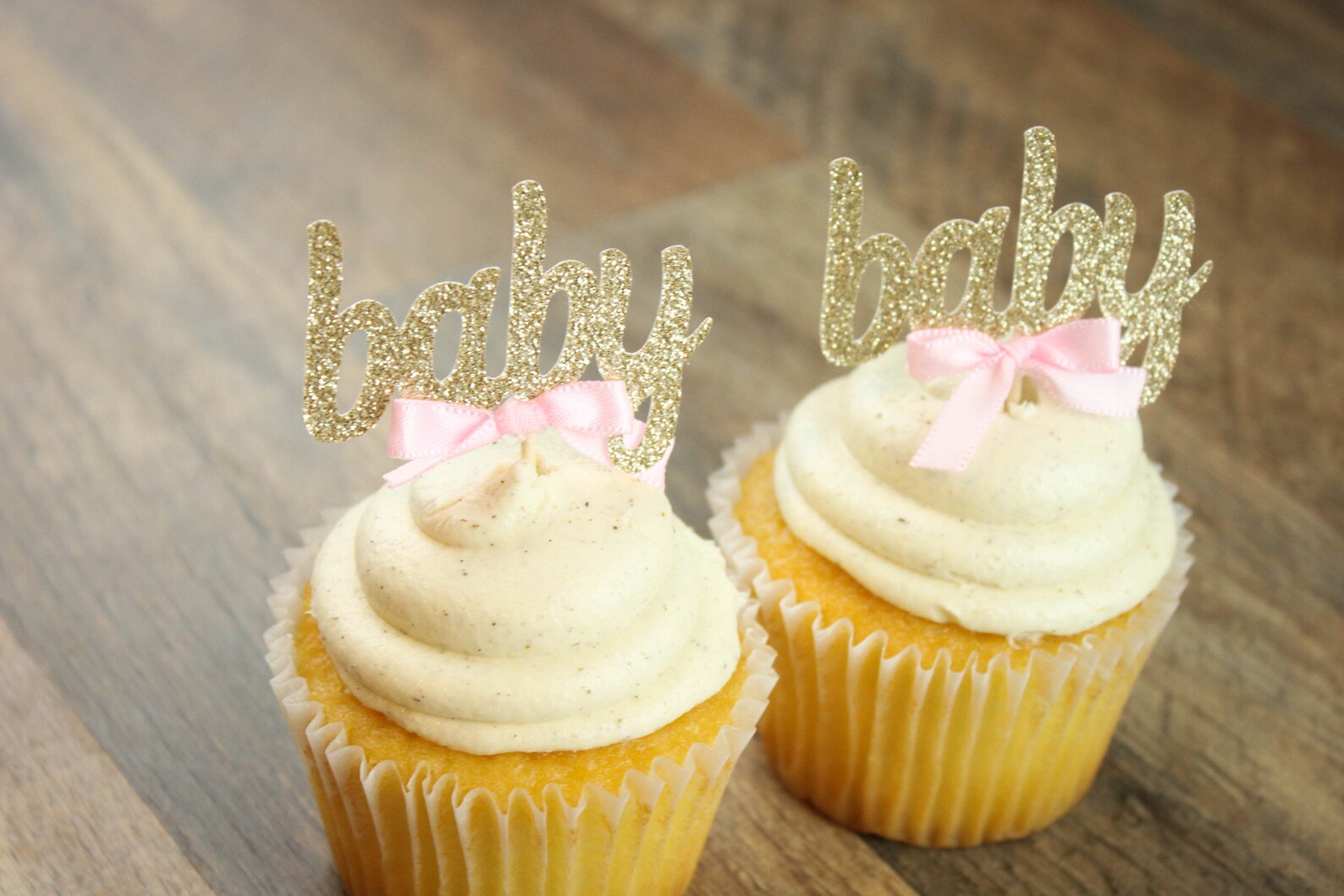 Baby Shower Cupcake Toppers. 12ct. Pink and Gold. Gender Etsy
