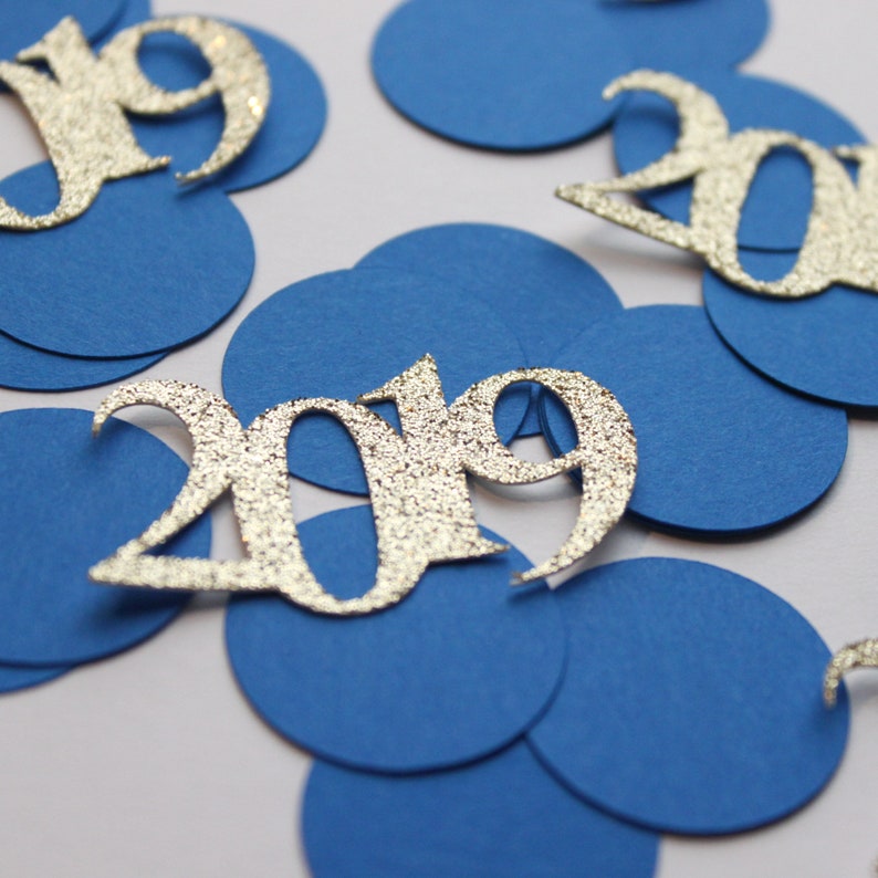 2019 Graduation Confetti Royal Blue And Gold Glitter Class Of Etsy