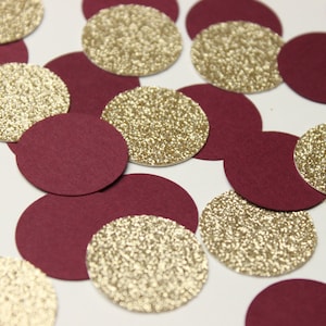 Burgundy and gold confetti, wedding decor, bridal shower, engagement party, baby shower, graduation party, maroon table scatter