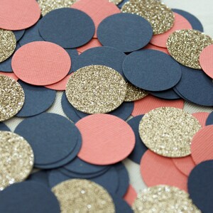 Navy, Coral and gold confetti, nautical wedding table scatter, birthday party, baby bridal shower, bachelorette decorations, gender reveal