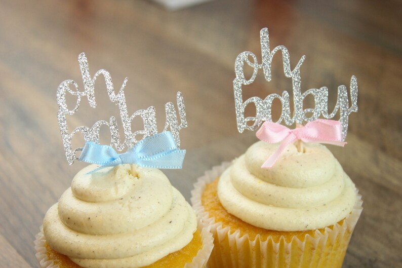 Oh Baby Pink and Blue Cupcake Toppers 12ct Twin Baby Shower Etsy