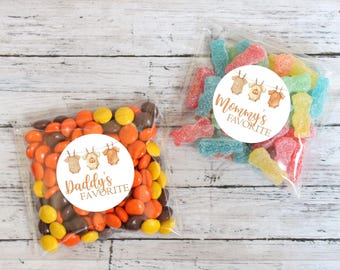 Pumpkin Fall Baby Shower Stickers: Mommy & Daddy's Treats, Gender Reveal Favor