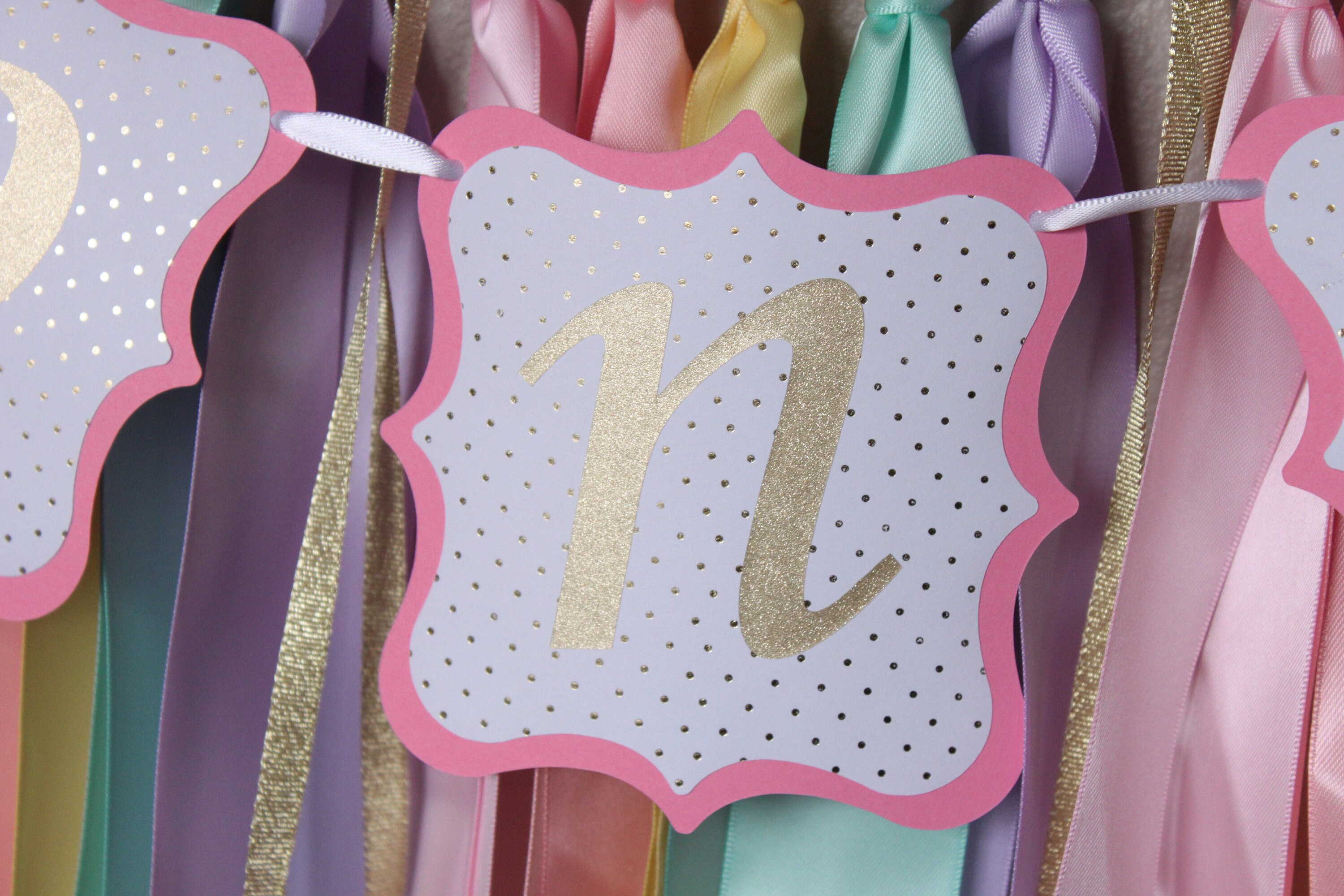 Rainbow Unicorn First Birthday High Chair Ribbon Garland High Etsy