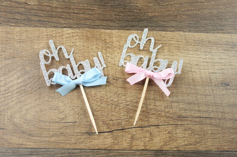 Oh Baby Pink and Blue Cupcake Toppers 12ct Twin Baby Shower Etsy
