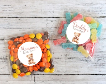 Girl Teddy Bear Baby Shower Favor Stickers: Mommy & Daddy's Favorite Candy