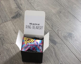 Ring Bearer Proposal Gift Box: Personalized Ring Pop Candy
