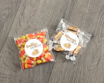 Little Cutie Pie Fall Baby Shower Stickers: Mommy & Daddy's Treats