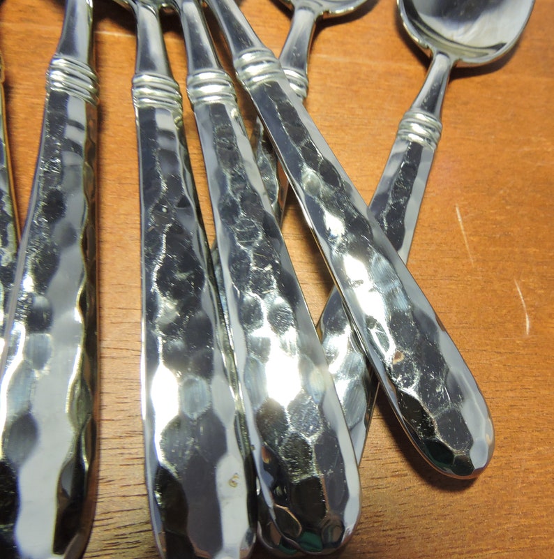 Cambridge Hammered Handled Place Spoons Stainless Flatware Etsy