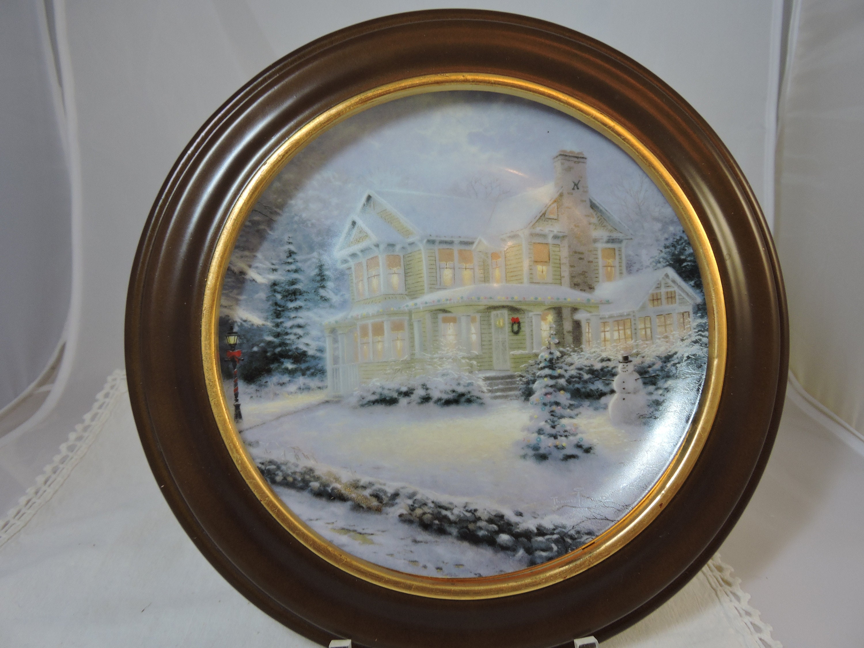 Thomas Kinkade Plate Winter Memories Old Fashioned Christmas Etsy