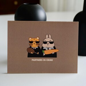 Partners In Crime | Mini-Grußkarte | Valentinstag Karte | Geburtstagskarte | Leere Karte
