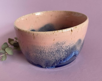 Pink and blue ceramic bowl, handmade bowl with gradient glaze, unique ceramic bowl, handmade pottery bowl, colorful ceramic bowl