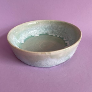 Handmade ceramic bowl in delicate turquoise with white gradient, small cereal bowl, handmade unique piece, modern ceramic bowl