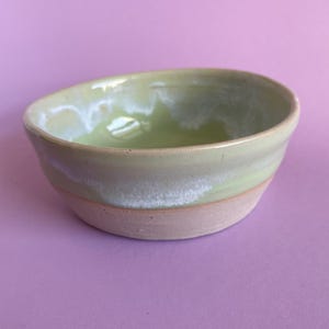 Ceramic bowl green white, handmade oval bowl, unique stoneware bowl, green glaze, handmade ceramic bowl, pottery, spring