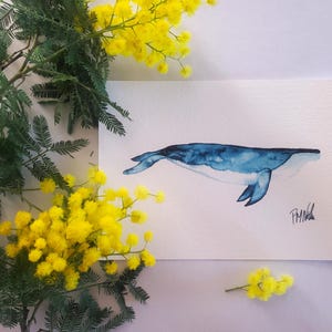 Carte postale- Carte Baleine- impression aquarelle
