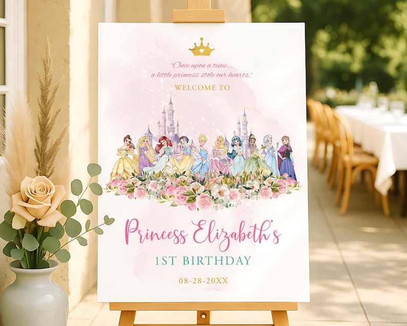 Welcome Princesses Princess Birthday Sign All Princesses Welcome Sign (canva) - Etsy
