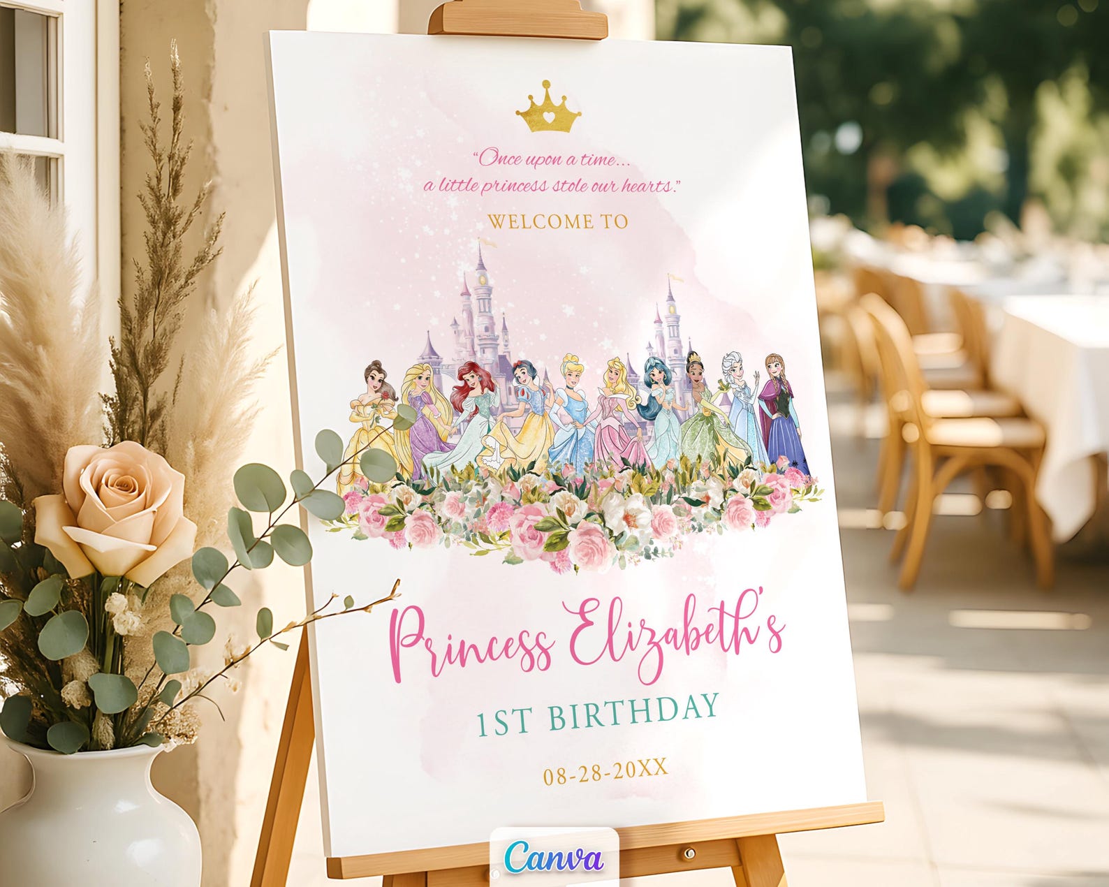 Welcome Princesses Princess Birthday Sign All Princesses Welcome Sign (canva) - Etsy